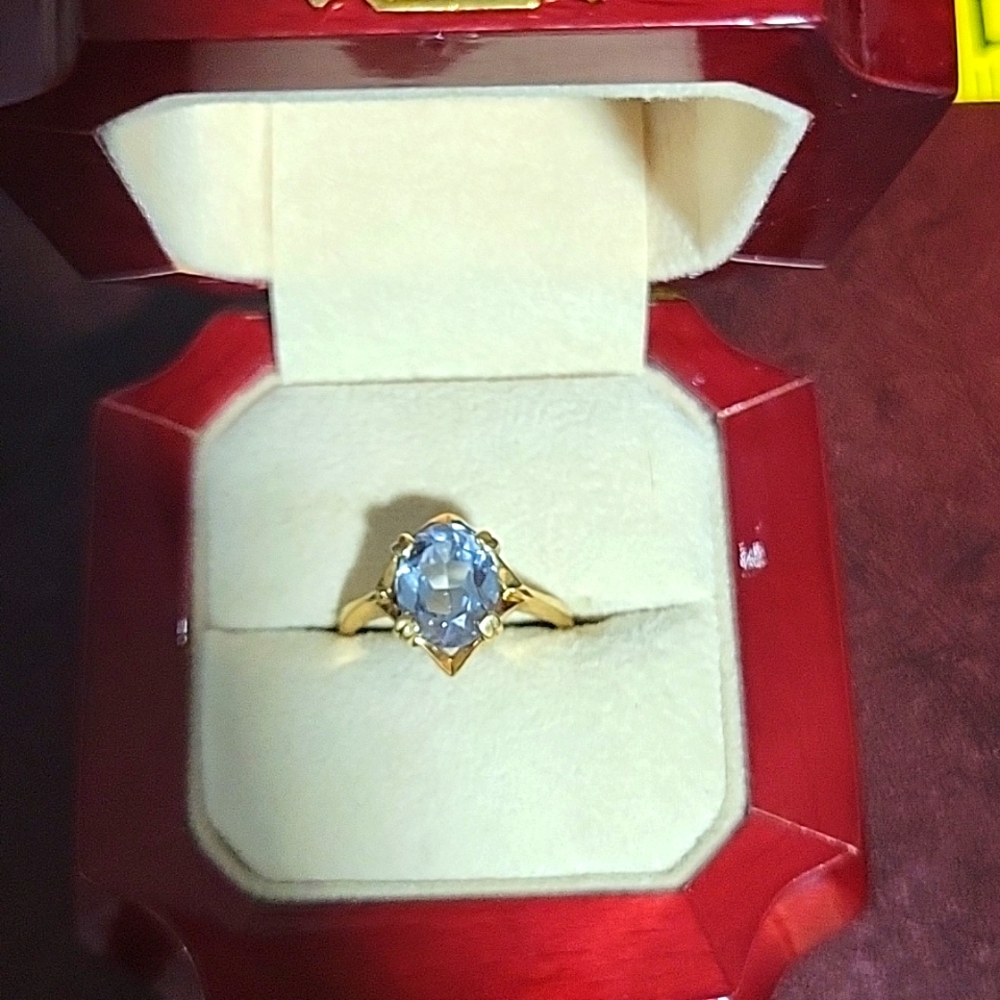 Gold and Blue Gemstone Women's Ring